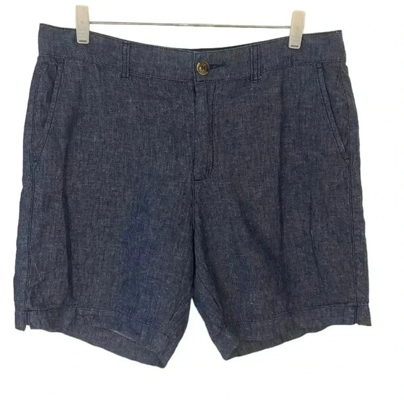 Old navy linen cotton chambray shorts 10 blue - Picture 2 of 9